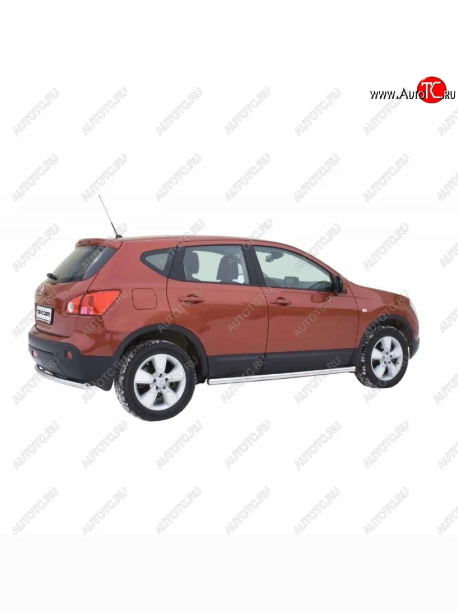 Защита порогов ТехноСфера (Техно Сфера) (Сталь с покрытием, 63.5 mm) Nissan Qashqai 1 J10 дорестайлинг (2007-2010) (цвет: Серебристый)  в Самаре Самарской области
