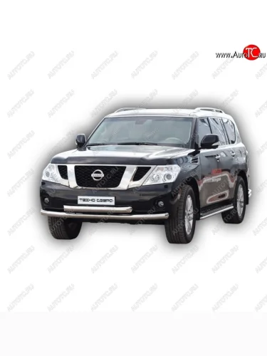 Защита переднего бампера ТехноСфера (Техно Сфера) (двойная, нержавейка, d76 mm) Nissan Patrol  6 (2010-2014) Y62 дорестайлинг