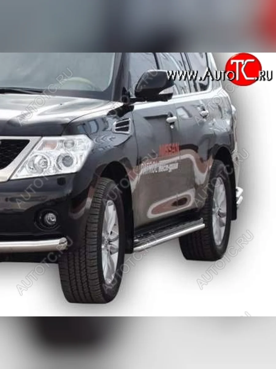 Защита порогов ТехноСфера (Техно Сфера) (нержавейка, d40 mm) Nissan Patrol 6 Y62 дорестайлинг (2010-2014)  в Самаре Самарской области