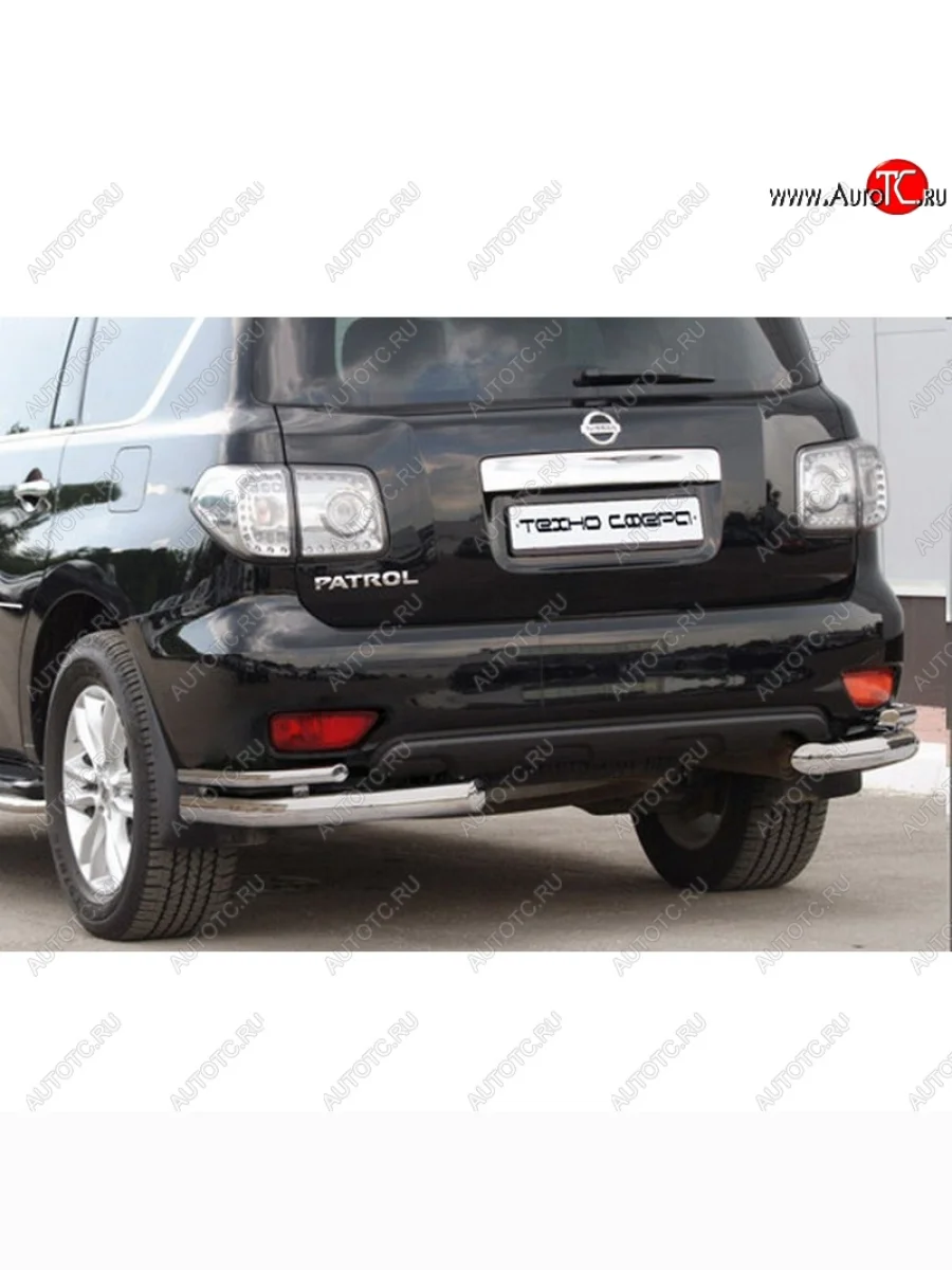 Защита заднего бампера ТехноСфера (Техно Сфера) (нержавейка, уголки двойные, 76 mm)  Nissan Patrol (2010-2014) 6  с доставкой в г. Керчь
