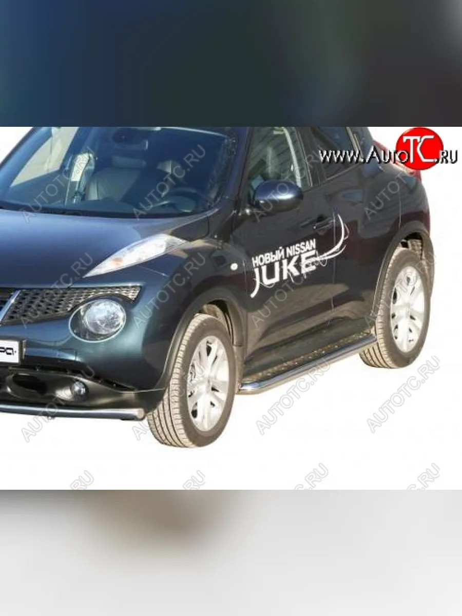 Защита порогов ТехноСфера (Техно Сфера) (нержавейка, с алюминиевым листом, d63.5 mm) Nissan Juke 1 YF15 дорестайлинг (2010-2014)  в Керчи Республика Крым