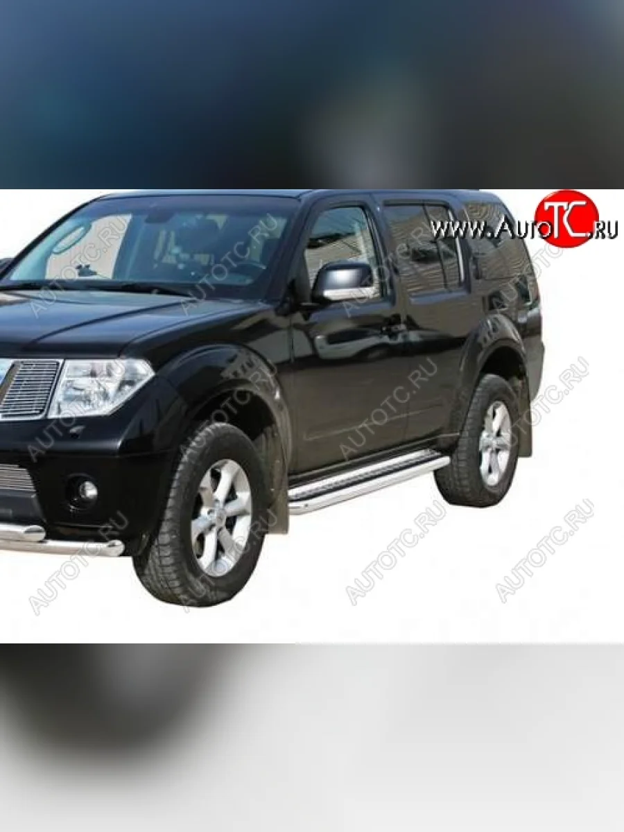 Защита порогов ТехноСфера (Техно Сфера) (нержавейка, с алюминиевым листом, d63.5 mm) Nissan Pathfinder R51 рестайлинг (2009-2014)  в Перми Пермском крае