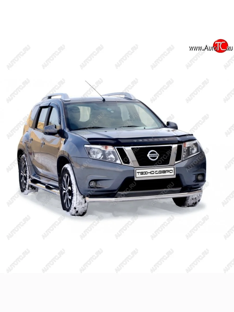 Защита переднего бампера ТехноСфера (Техно Сфера) (нержавейка, d63.5 mm) Nissan Terrano D10 рестайлинг (2016-2022)  в Керчи Республика Крым