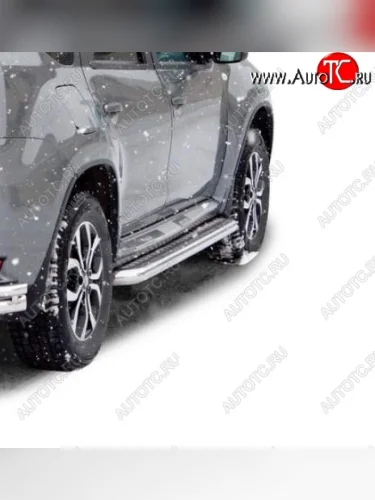 Защита порогов ТехноСфера (Техно Сфера) (нержавейка, с алюминиевым листом, d63.5 mm) Nissan Terrano D10 дорестайлинг (2013-2016)