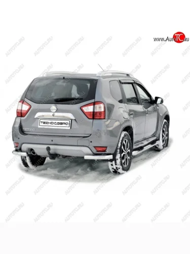 Защита заднего бампера ТехноСфера (Техно Сфера) (Сталь с покрытием, уголки, 63.5 mm) Nissan Terrano  D10 (2013-2022) дорестайлинг, рестайлинг