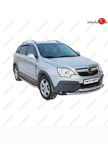 Защита переднего бампера ТехноСфера (Техно Сфера) (двойная, Сталь с покрытием, d63.5 mm) Opel Antara (2006-2010)