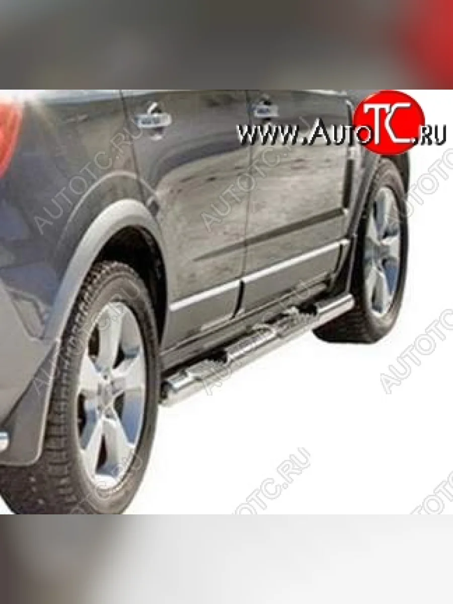 Защита порогов ТехноСфера (Техно Сфера) (нержавейка, с проступью, d76 mm) Opel Antara (2006-2010)  в Перми Пермском крае