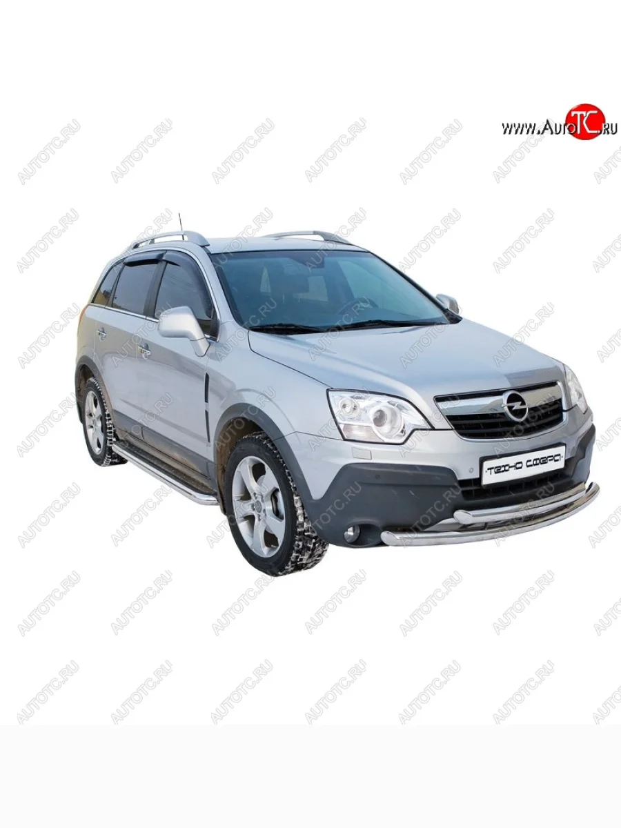 Защита порогов ТехноСфера (Техно Сфера) (Сталь с покрытием, с алюминиевым листом, d63.5 mm) Opel Antara (2006-2010) (цвет: Серебристый)  в Керчи Республика Крым