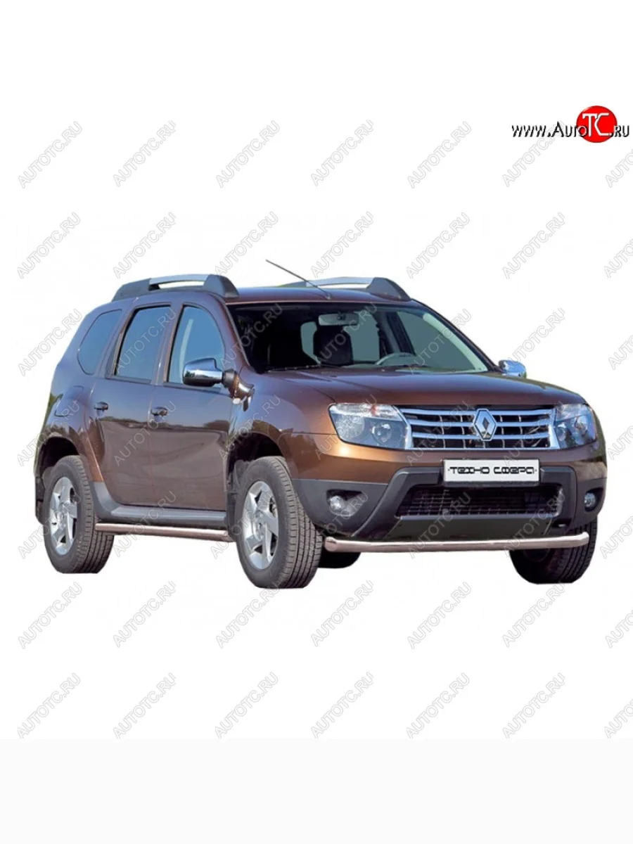 Защита переднего бампера ТехноСфера (Техно Сфера) (Сталь с покрытием, d63.5 mm) Renault Duster HS дорестайлинг (2010-2015) (цвет: Серебристый)  в Керчи Республика Крым