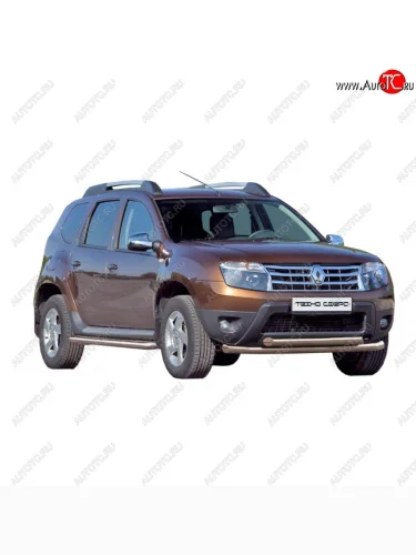 Защита переднего бампера ТехноСфера (Техно Сфера) (двойная, Сталь с покрытием, d63.5 mm) Renault Duster  HS (2010-2015) дорестайлинг