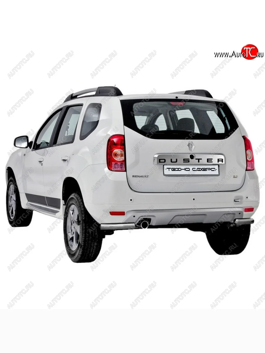 Защита заднего бампера ТехноСфера (Техно Сфера) (Сталь с покрытием, уголки, 63.5 mm)  Renault Duster (2010-2015) HS (цвет: Серебристый)  с доставкой в г. Керчь
