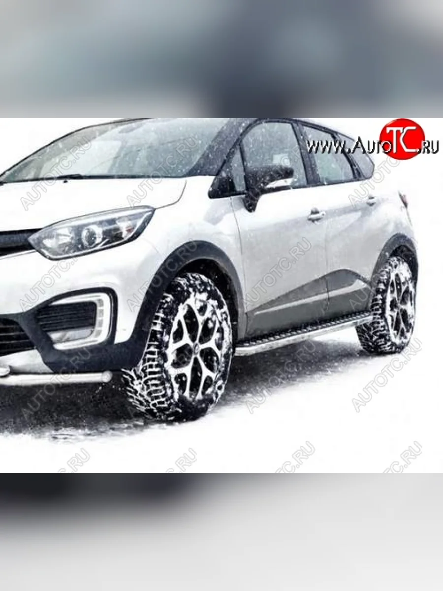 Защита порогов ТехноСфера (Техно Сфера) (Сталь с покрытием, с алюминиевым листом, d63.5 mm) Renault Kaptur дорестайлинг (2016-2020) (цвет: Серебристый)  в Перми Пермском крае