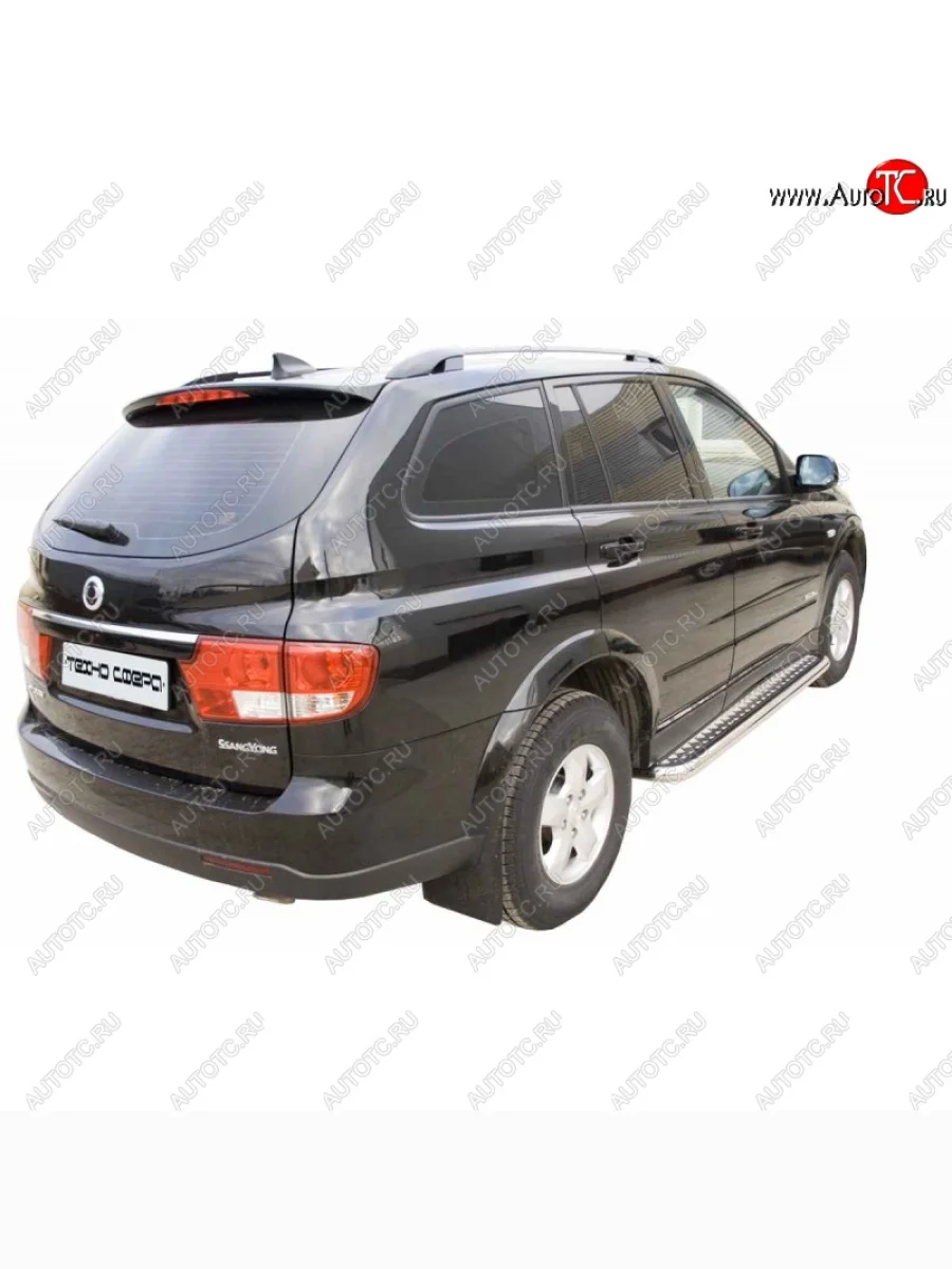 Защита порогов ТехноСфера (Техно Сфера) (Сталь с покрытием, с алюминиевым листом, d63.5 mm)  SSANGYONG Kyron (2007-2016) (цвет: Серебристый)  В Кинешме Ивановской области