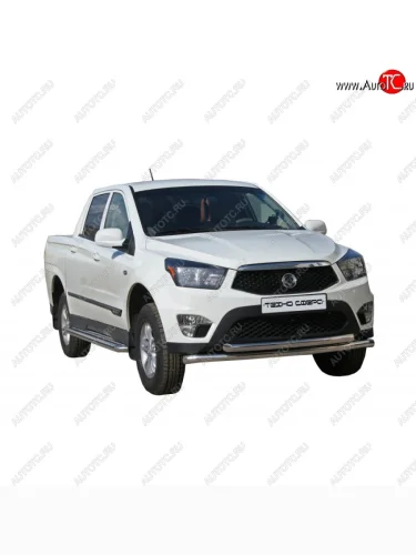 Защита переднего бампера ТехноСфера (Техно Сфера) (двойная, нержавейка, d63.5 mm) SSANGYONG Actyon Sport (2012-2025)