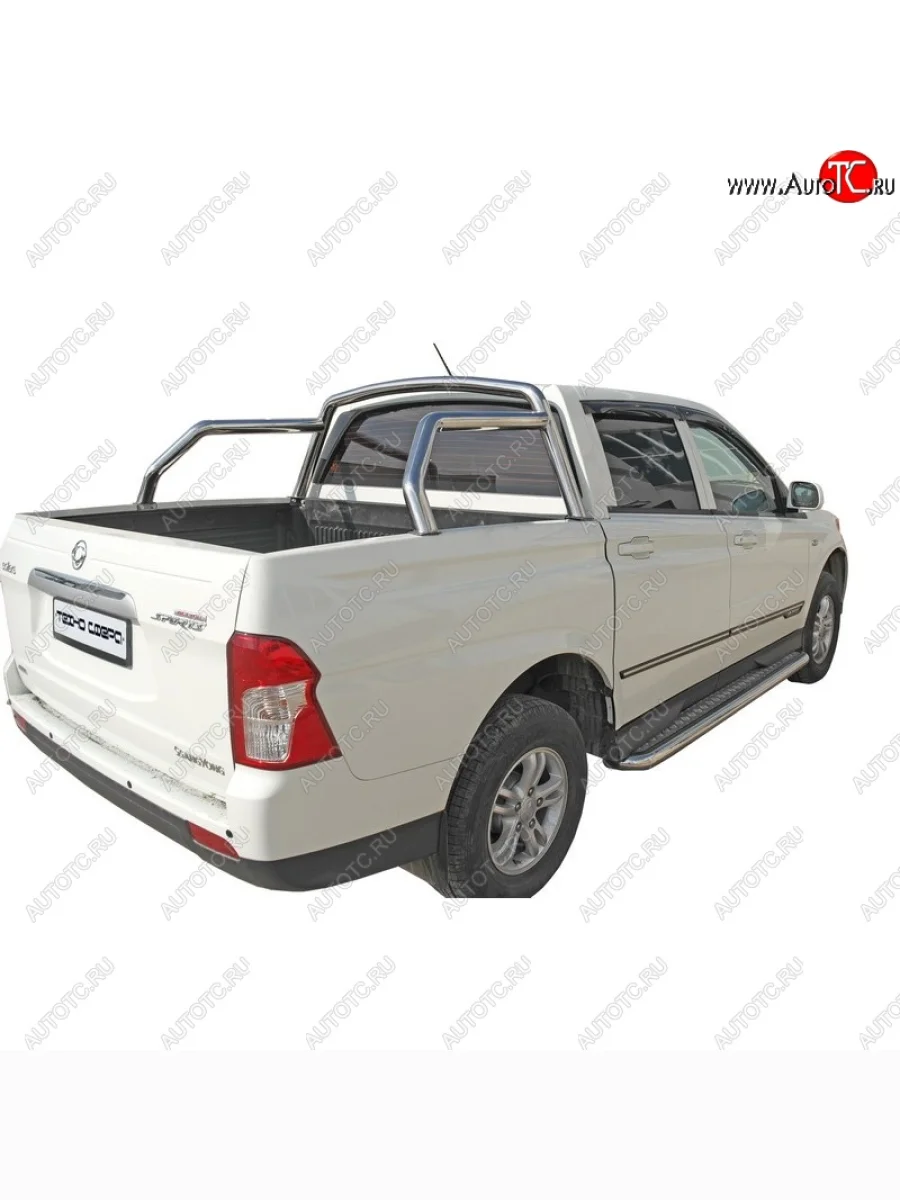 Защитная дуга багажника ТехноСфера (Техно Сфера) (Сталь с покрытием, d63.5 mm) SSANGYONG Actyon Sport (2012-2025) (цвет: Серебристый)  с доставкой в г. Керчь