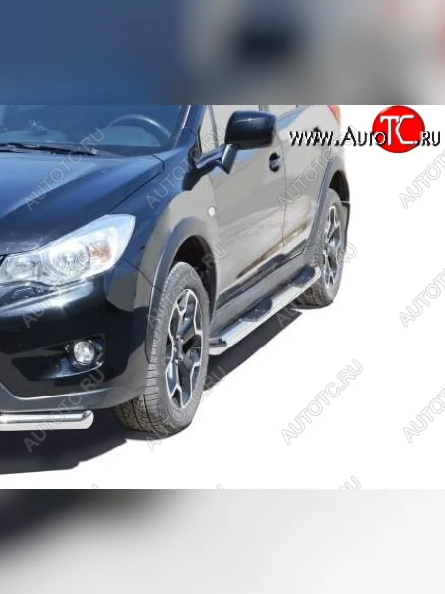 Защита порогов ТехноСфера (Техно Сфера) (нержавейка, с проступью, d76 mm) Subaru XV GP/G33 дорестайлинг (2012-2016)  в Самаре Самарской области