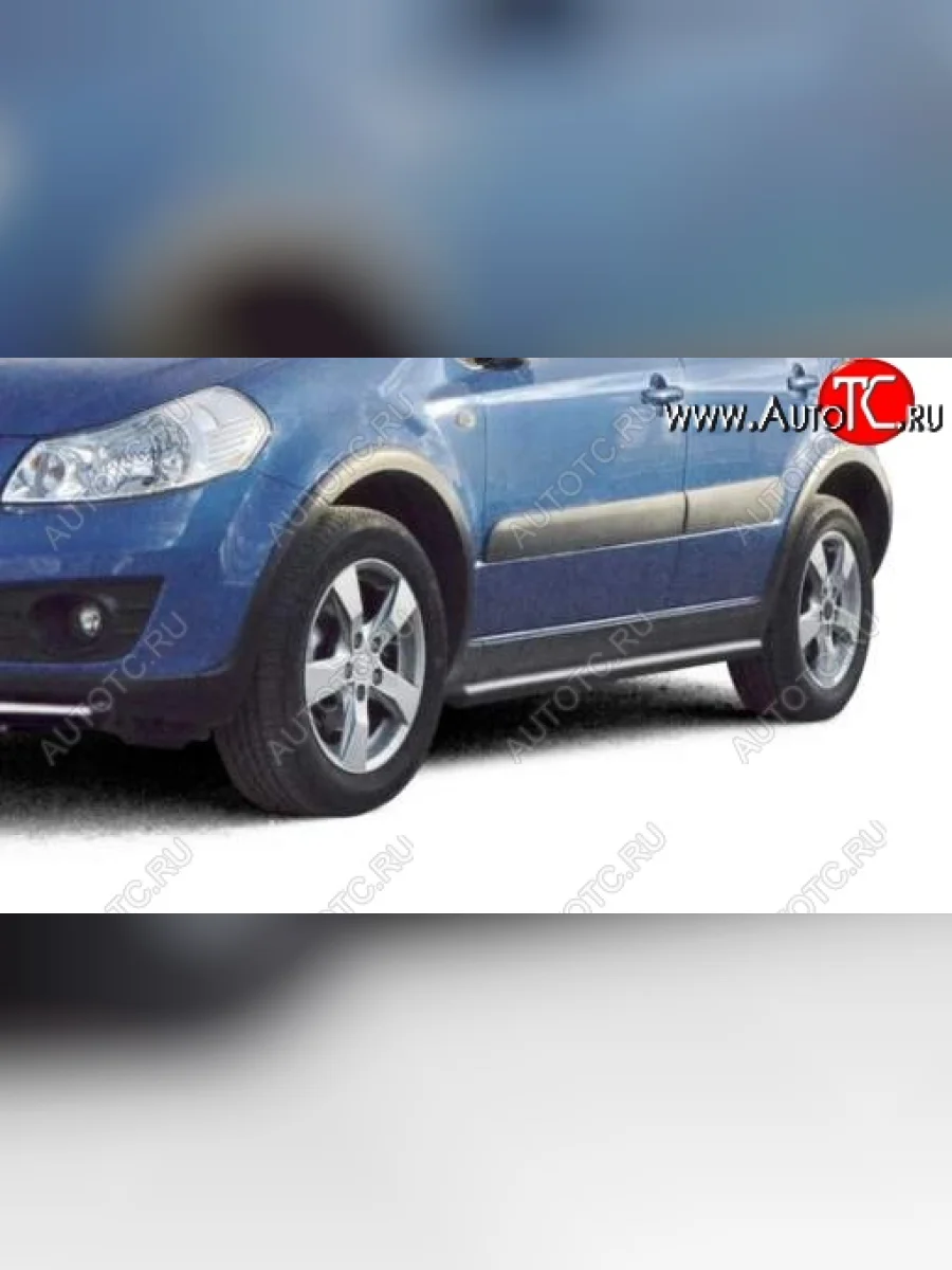 Защита порогов ТехноСфера (Техно Сфера) (Сталь с покрытием, 63.5 mm) Suzuki SX4 GYA,GYB  рестайлинг, хэтчбэк (2010-2016) (цвет: Серебристый)  в Керчи Республика Крым