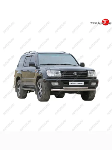 Защита переднего бампера ТехноСфера (Техно Сфера) (двойная, нержавейка, d63.5 mm) Toyota Land Cruiser  10 100 (1998-2002) дорестайлинг
