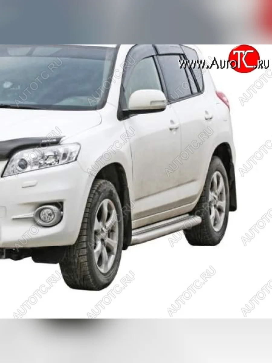 Защита порогов ТехноСфера (Техно Сфера) (нержавейка, с алюминиевым листом, d63.5 mm) Toyota RAV4 XA30 5 дв. удлиненный 2-ой рестайлинг (2010-2013)  с доставкой в г. Керчь