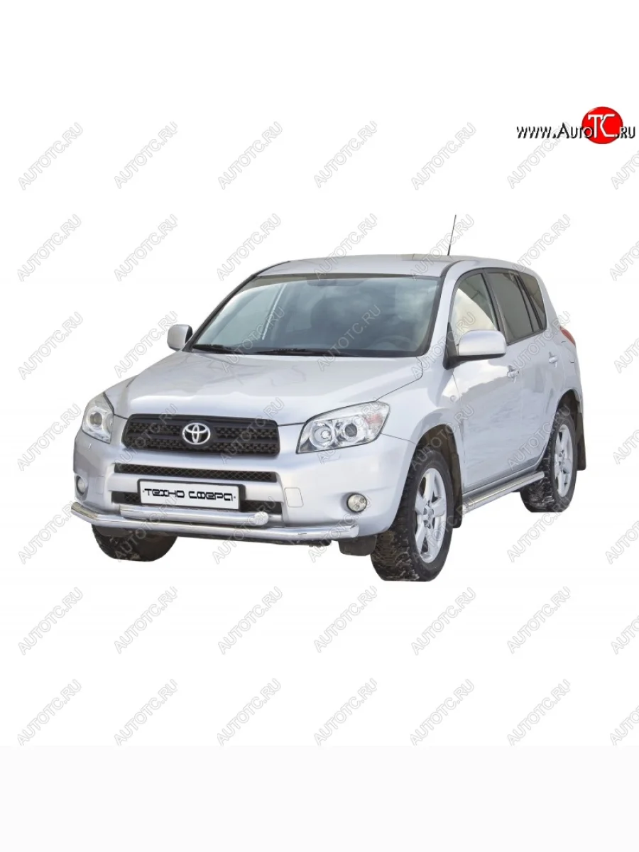 Защита переднего бампера ТехноСфера (Техно Сфера) (двойная, нержавейка, d63.5 mm)  Toyota RAV4 (2005-2009) XA305  с доставкой в г. Керчь
