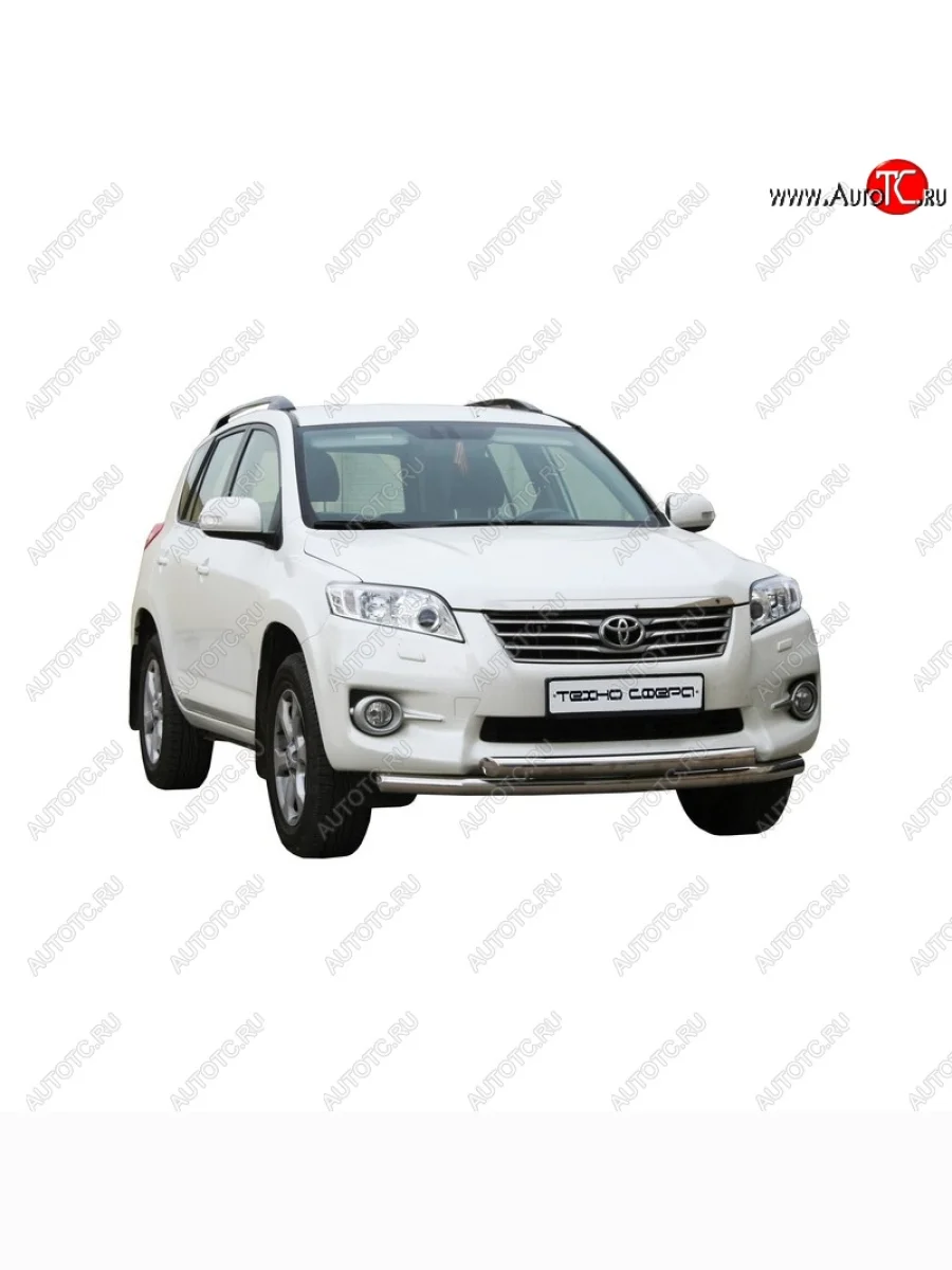 Защита переднего бампера ТехноСфера (Техно Сфера) (двойная, Сталь с покрытием, d63.5 mm)  Toyota RAV4 (2010-2013) XA30 (цвет: Серебристый)  в Воронеже Воронежской области