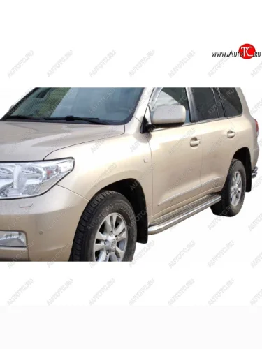 Защита порогов ТехноСфера (Техно Сфера) (нержавейка, с алюминиевым листом, d63.5 mm) Toyota Land Cruiser 200 1-ый рестайлинг (2012-2015)