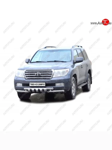 Защита переднего бампера ТехноСфера (Техно Сфера) Люкс (двойная, Сталь с покрытием, d63.5 mm) Toyota Land Cruiser  200 (2007-2012) дорестайлинг