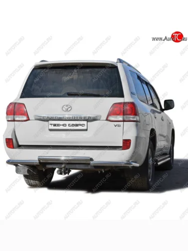 Защита заднего бампера ТехноСфера (Техно Сфера) Каскад (нержавейка, d63.5 mm) Toyota Land Cruiser  200 (2007-2021) дорестайлинг, 1-ый рестайлинг, 2-ой рестайлинг