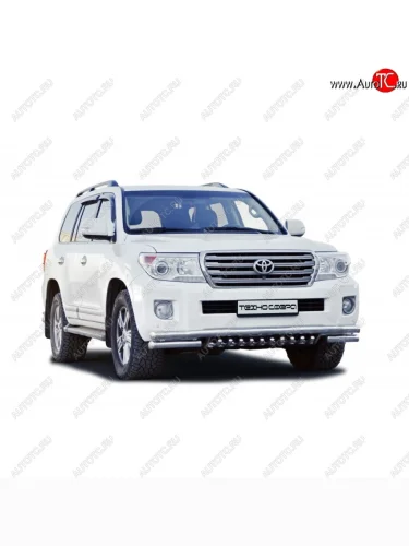 Защита переднего бампера ТехноСфера (Техно Сфера) (двойная с доп. защитой двигателя, нержавейка, d63.5 mm) Toyota Land Cruiser  200 (2012-2015) 1-ый рестайлинг