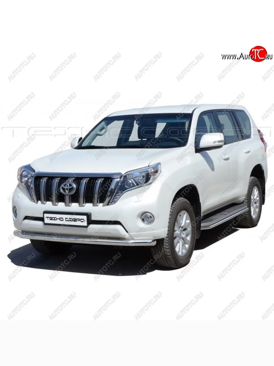 Защита переднего бампера ТехноСфера (Техно Сфера) (Сталь с покрытием, d63.5 mm) Toyota Land Cruiser Prado J150 1-ый рестайлинг (2013-2017) (цвет: Серебристый)  в Керчи Республика Крым