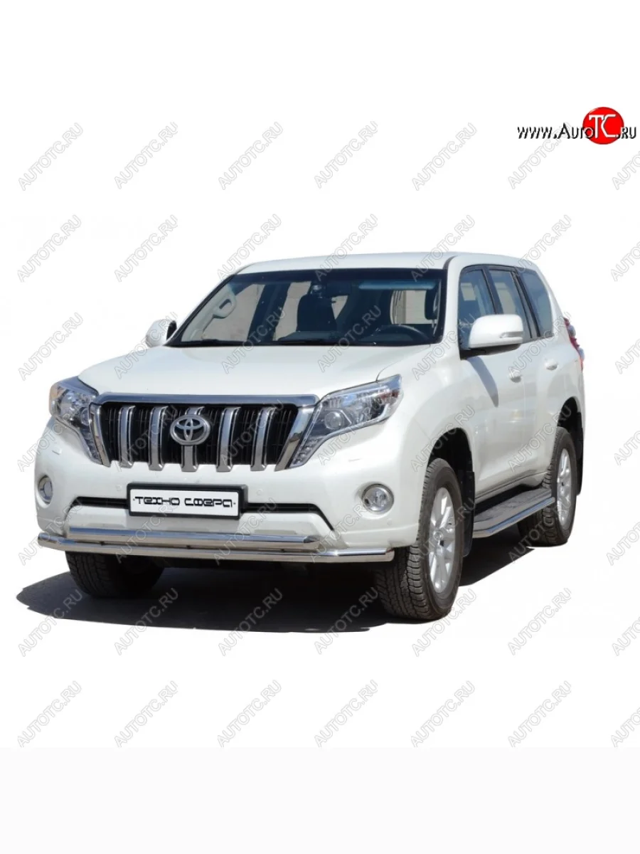 Защита переднего бампера ТехноСфера (Техно Сфера) (двойная, нержавейка, d63.5 mm) Toyota Land Cruiser Prado J150 1-ый рестайлинг (2013-2017)  в Керчи Республика Крым