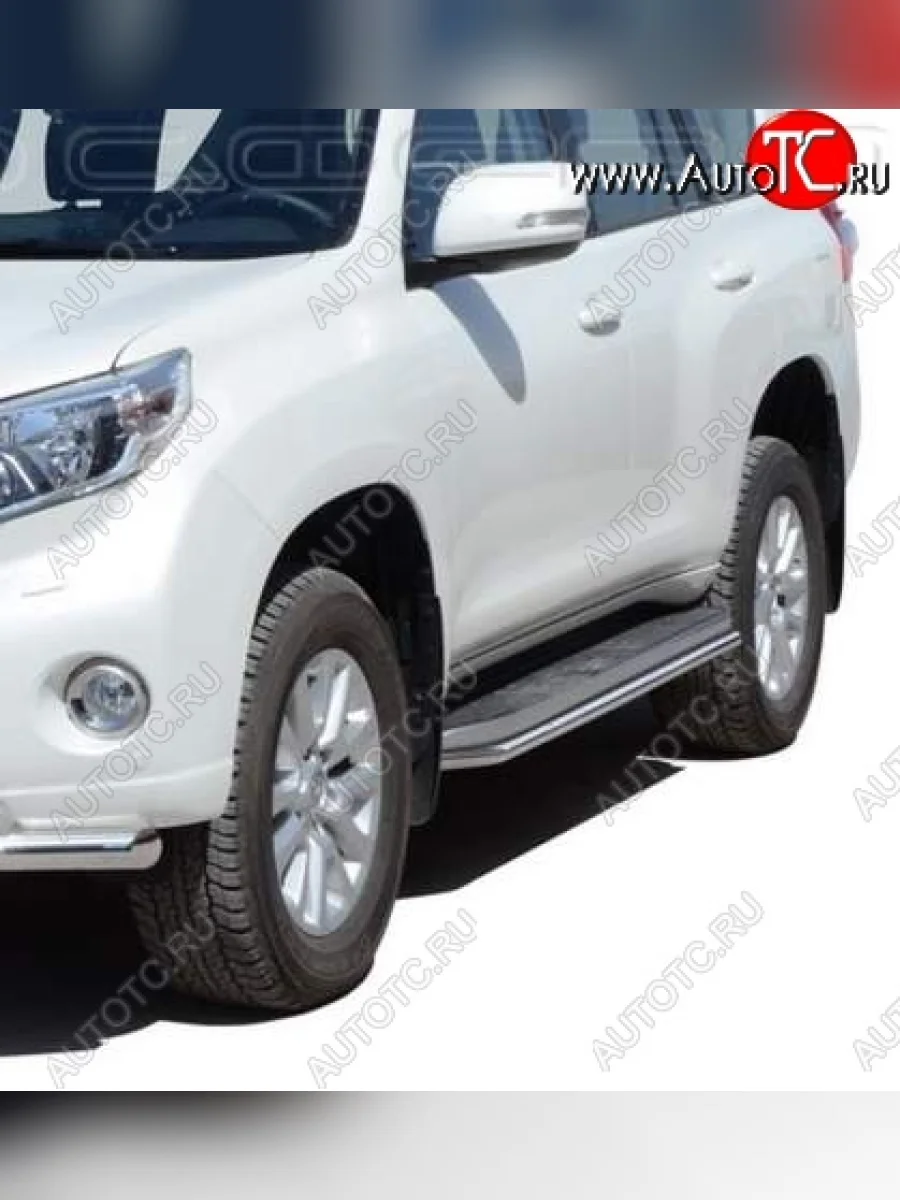 Защита порогов ТехноСфера (Техно Сфера) (Сталь с покрытием, 40 mm) Toyota Land Cruiser Prado J150 дорестайлинг (2009-2013) (цвет: Серебристый)  в Самаре Самарской области