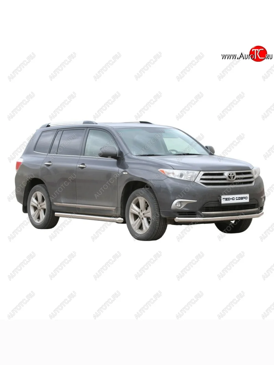 Защита переднего бампера ТехноСфера (Техно Сфера) (нержавейка, d63.5 mm) Toyota Highlander XU40 рестайлинг (2010-2013)  в Керчи Республика Крым