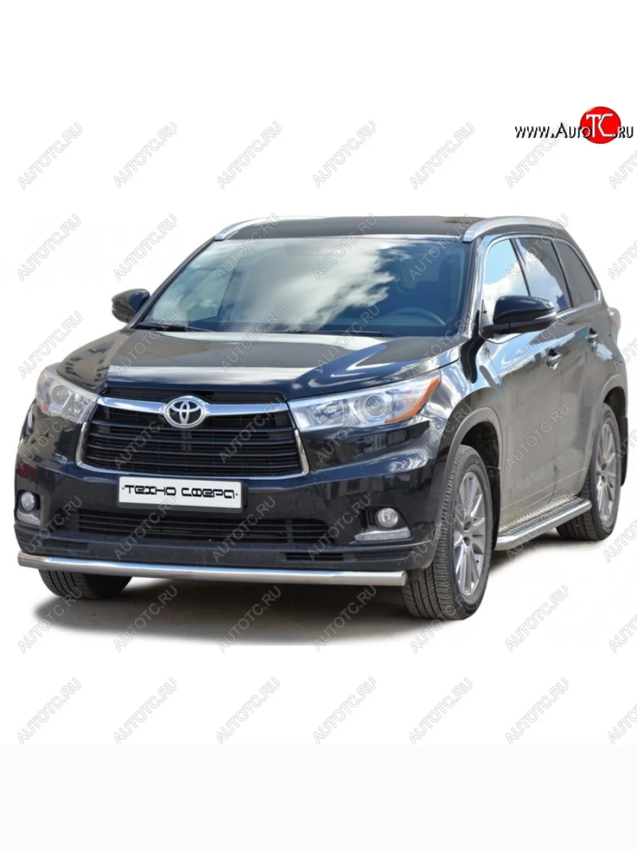 Защита переднего бампера ТехноСфера (Техно Сфера) (Сталь с покрытием, d63.5 mm) Toyota Highlander XU50 дорестайлинг (2013-2017) (цвет: Серебристый)  в Керчи Республика Крым