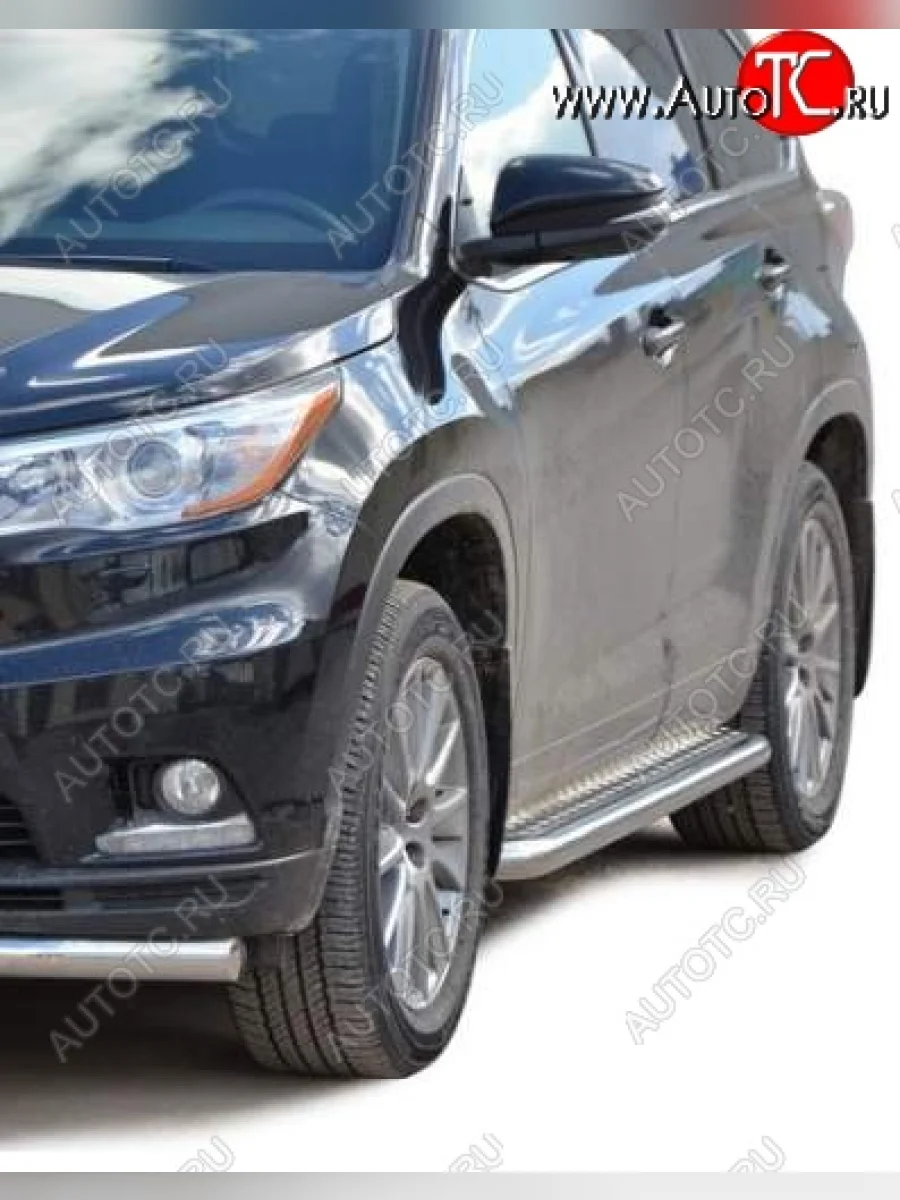 Защита порогов ТехноСфера (Техно Сфера) (нержавейка, с алюминиевым листом, d63.5 mm) Toyota Highlander XU50 дорестайлинг (2013-2017)  в Керчи Республика Крым