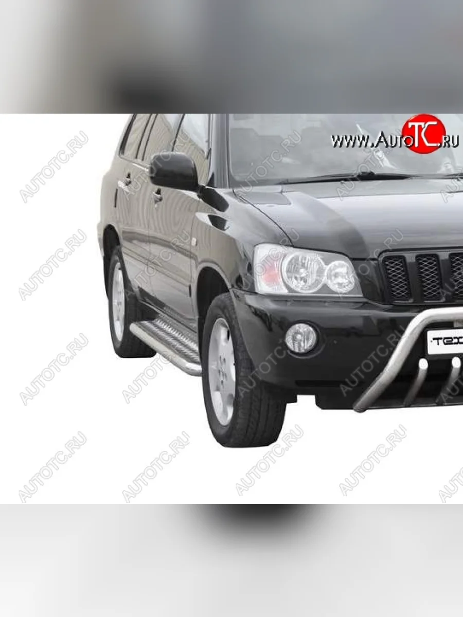 Защита порогов ТехноСфера (Техно Сфера) (нержавейка, с алюминиевым листом, d63.5 mm) Toyota Kluger XU20 дорестайлинг (2000-2003)  в Керчи Республика Крым