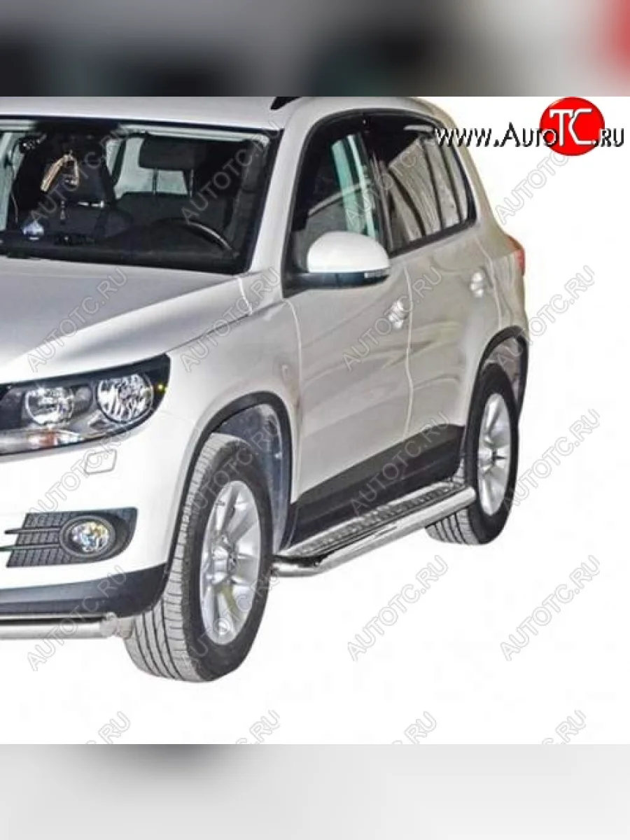 Защита порогов ТехноСфера (Техно Сфера) (нержавейка, с алюминиевым листом, d63.5 mm) Volkswagen Tiguan NF рестайлинг (2011-2017)  в Керчи Республика Крым
