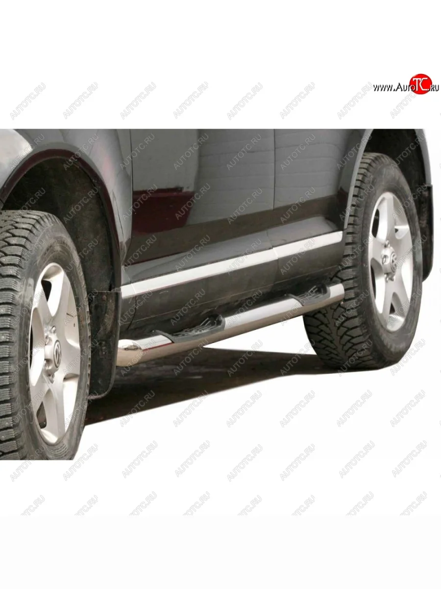 Защита порогов ТехноСфера (Техно Сфера) (Сталь с покрытием, с проступью, d76 mm)  Volkswagen Touareg (2002-2007) 1 GP (цвет: Серебристый)  В Кинешме Ивановской области