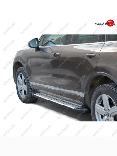 Порожки для ног Бумер (алюминий) Volkswagen Touareg  2 NF (2010-2018) дорестайлинг, рестайлинг