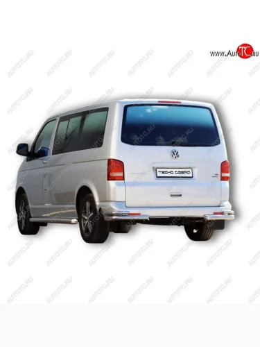 Защита заднего бампера ТехноСфера (Техно Сфера) (Сталь с покрытием, уголки двойные, 63.5 mm) Volkswagen Transporter  T5 (2009-2015) рестайлинг