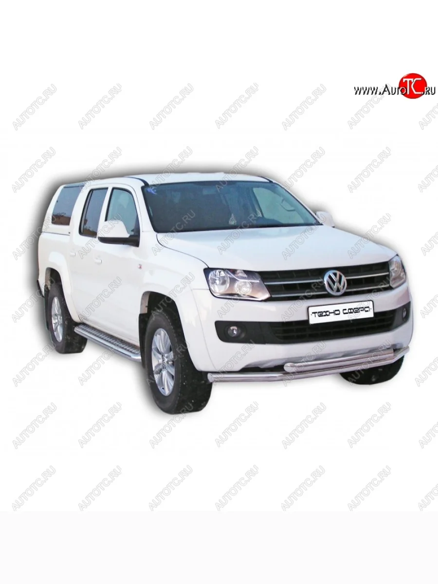 Защита порогов ТехноСфера (Техно Сфера) (нержавейка, с алюминиевым листом, d63.5 mm) Volkswagen Amarok дорестайлинг (2009-2016)  в Керчи Республика Крым