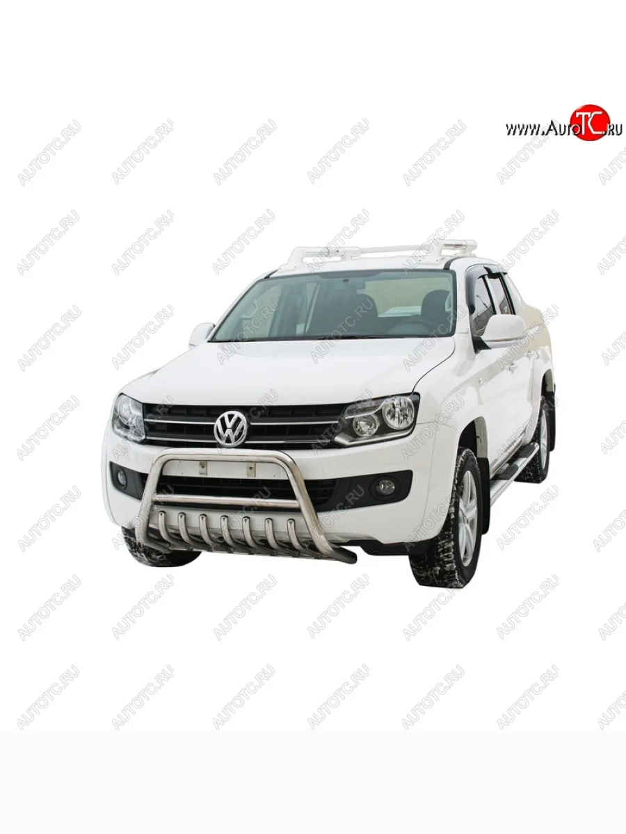 Защита переднего бампера ТехноСфера (Техно Сфера) (высокая с защитой двигателя, Сталь с покрытием, d63.5 mm)  Volkswagen Amarok (2009-2016) (цвет: Серебристый)  с доставкой в г. Керчь