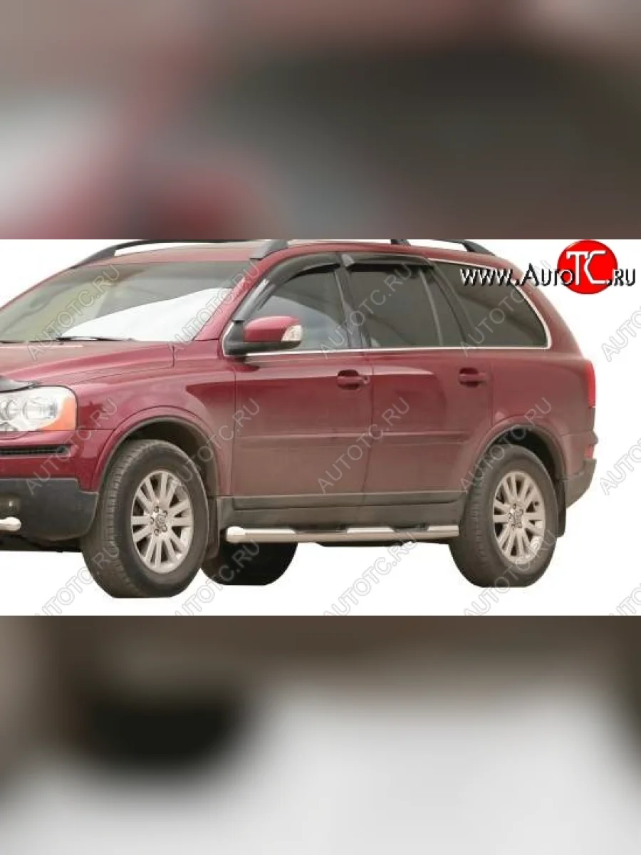 Защита порогов ТехноСфера (Техно Сфера) (нержавейка, с проступью, d76 mm) Volvo XC90 C 1-ый рестайлинг (2006-2009)  в Воронеже Воронежской области