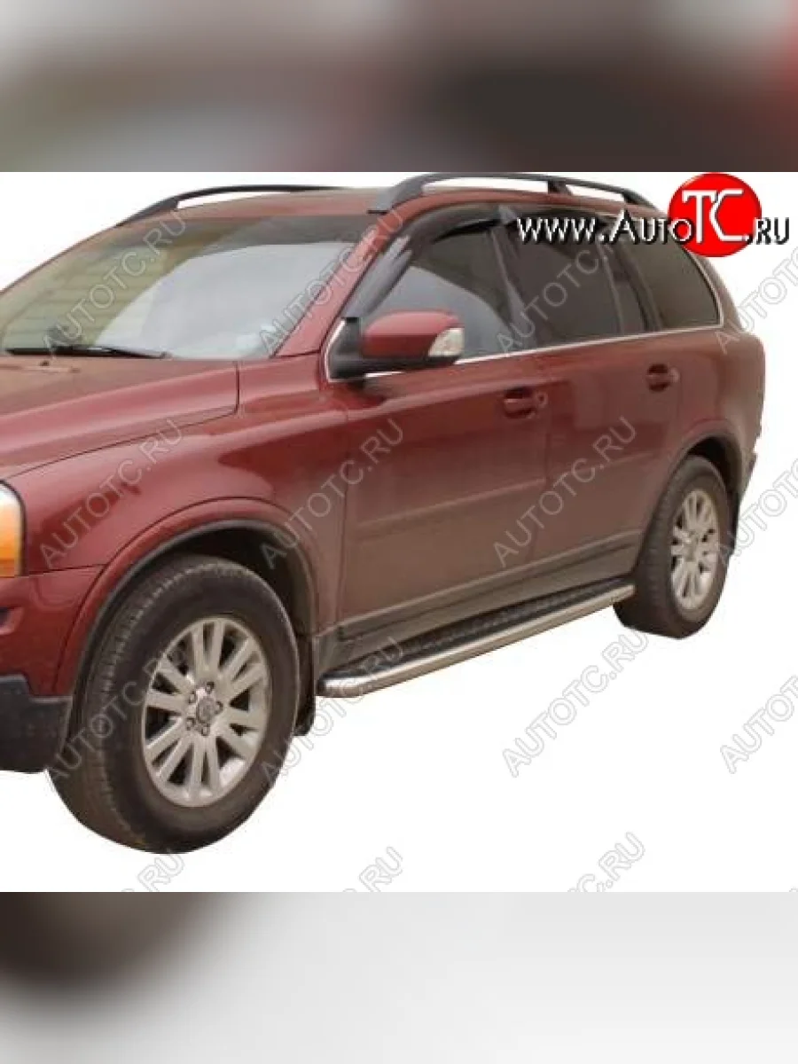 Защита порогов ТехноСфера (Техно Сфера) (Сталь с покрытием, с алюминиевым листом, d63.5 mm)  Volvo XC90 (2006-2014) C (цвет: Серебристый)  в Воронеже Воронежской области