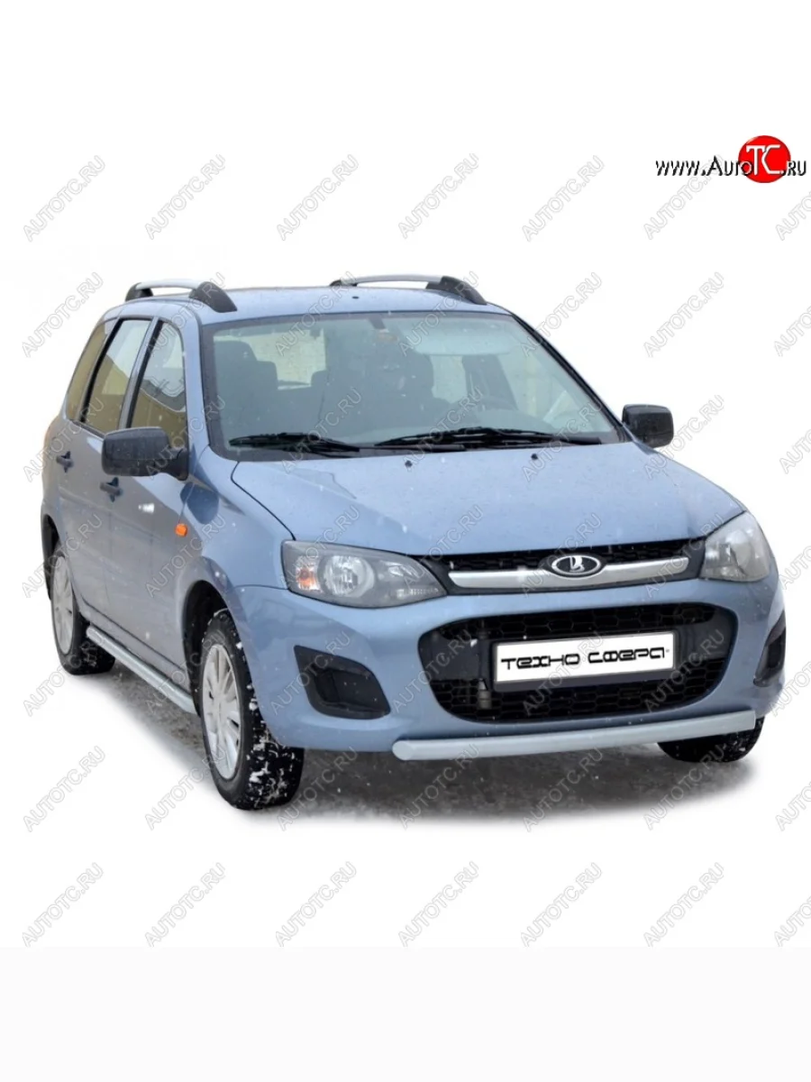 Защита переднего бампера ТехноСфера (Техно Сфера) (Сталь с покрытием, d51 mm) Лада ВАЗ Калина 2194 универсал (2014-2018) (цвет: Серебристый)  в Воронеже Воронежской области