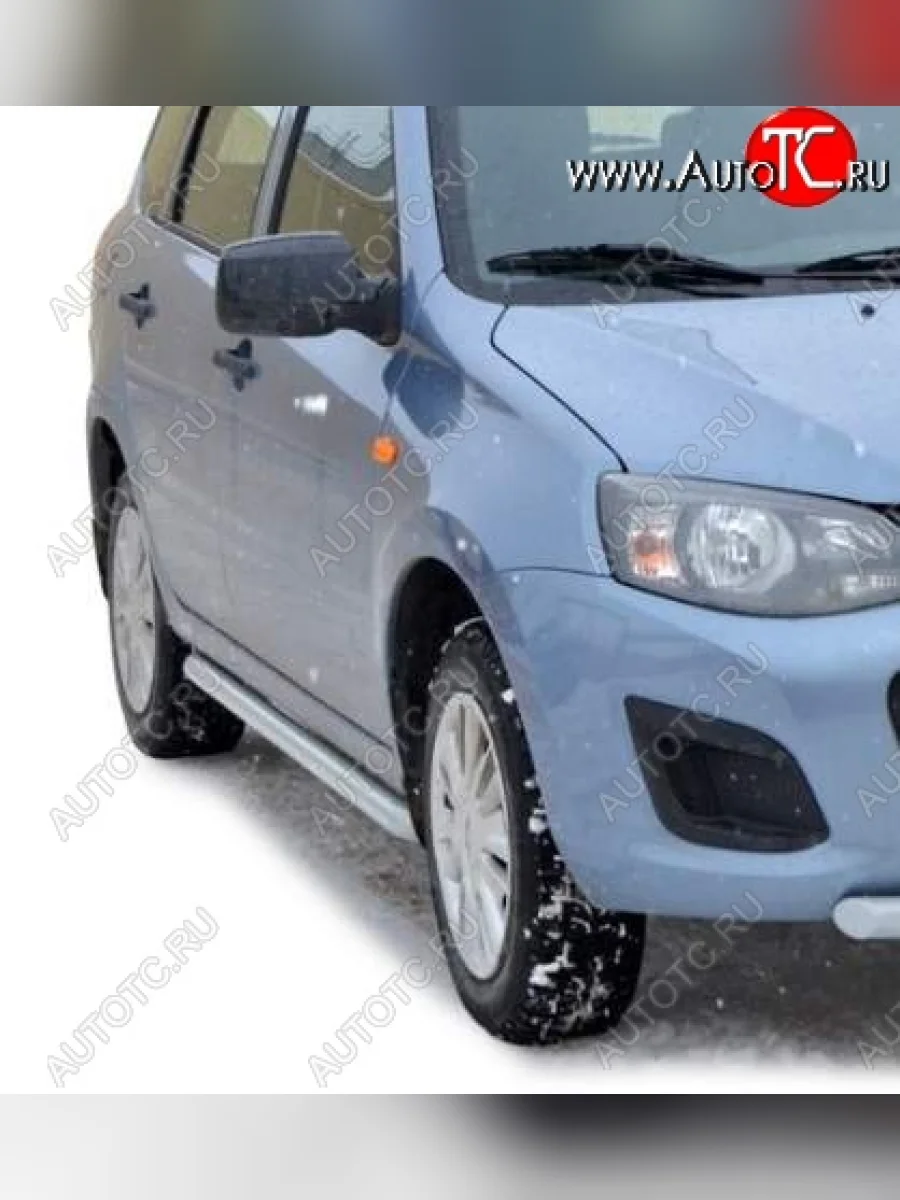 Защита порогов ТехноСфера (Техно Сфера) (нержавейка, 51 mm) Лада ВАЗ Калина 2192 хэтчбек (2013-2018)  в Самаре Самарской области