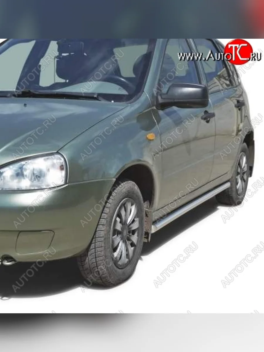 Защита порогов ТехноСфера (Техно Сфера) (Сталь с покрытием, 51 mm) Лада ВАЗ Калина 1118 седан (2004-2013) (цвет: Серебристый)  в Самаре Самарской области