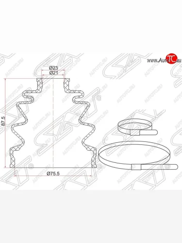 Пыльник ШРУСа (наружный) SAT Subaru Impreza  GC (1992-2000), Suzuki Grand Vitara ( FTB03 3 двери,  3TD62, TL52 5 дверей) (1997-2005)