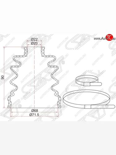 Пыльник ШРУСа (внутренний/задний) SAT Subaru Impreza ( GE,  GH) (2007-2012) седан, хэтчбэк