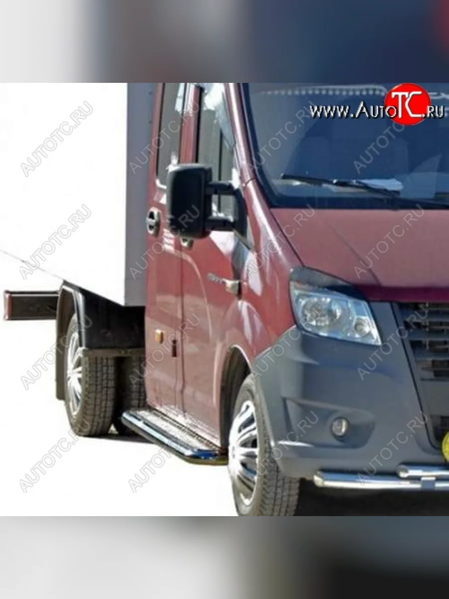 Защита порогов ТехноСфера (Техно Сфера) (нержавейка, с алюминиевым листом, d63.5 mm)  ГАЗ ГАЗель Next (2014-2025) A21,A22, С41, С42, Фермер  с доставкой в г. Самара